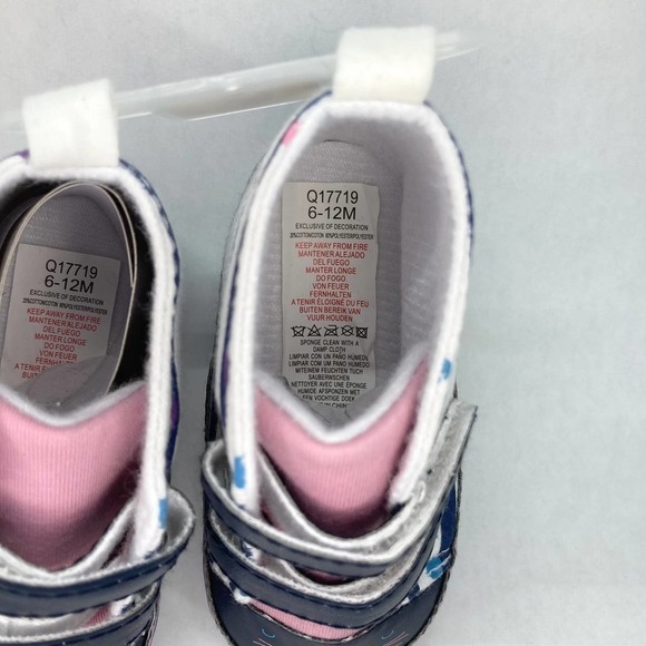 L & J Kitty Face Stripes And Polka Dots Soft Crib Shoes Baby Girl Size 6-12 mos - Picture 9 of 9